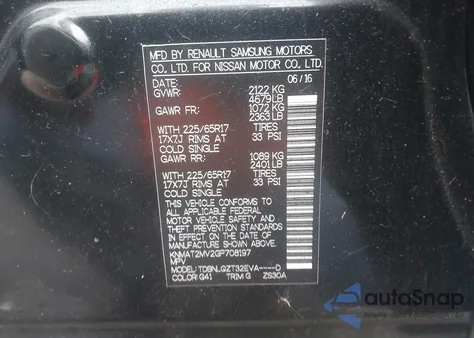 2016 Nissan Rogue Sv z USA, uszkodzony, nr VIN KNMAT2MV2GP708197